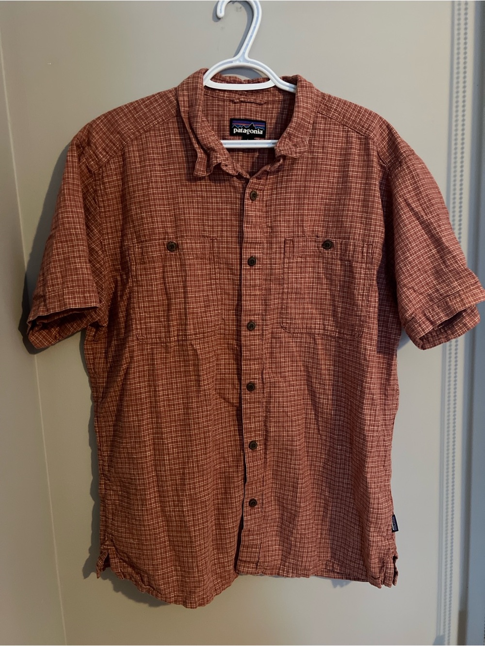 Patagonia Short-Sleeve Button-Up Shirt - Rust Plaid